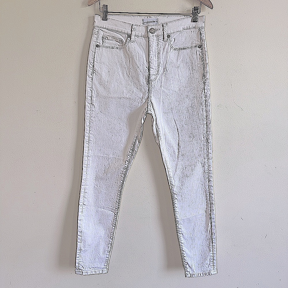 Loft || Woman’s White high rise stretch Skinny Ankle Jeans Modern Fit size 6